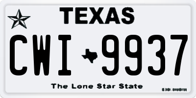 TX license plate CWI9937