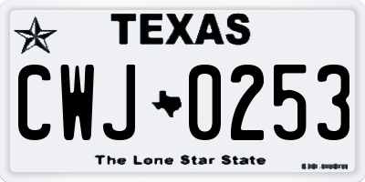 TX license plate CWJ0253