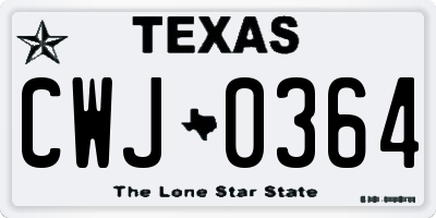 TX license plate CWJ0364