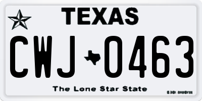 TX license plate CWJ0463