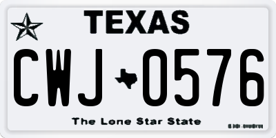 TX license plate CWJ0576
