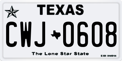 TX license plate CWJ0608