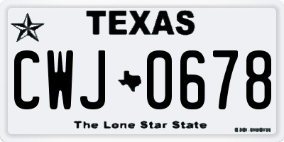 TX license plate CWJ0678