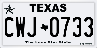TX license plate CWJ0733