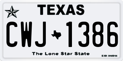 TX license plate CWJ1386