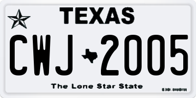 TX license plate CWJ2005