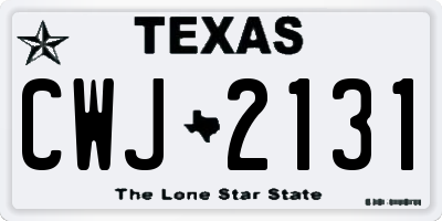 TX license plate CWJ2131