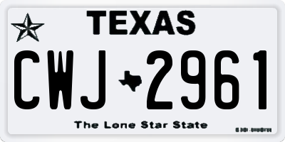TX license plate CWJ2961