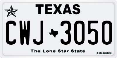 TX license plate CWJ3050