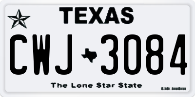 TX license plate CWJ3084