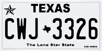 TX license plate CWJ3326