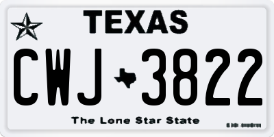 TX license plate CWJ3822