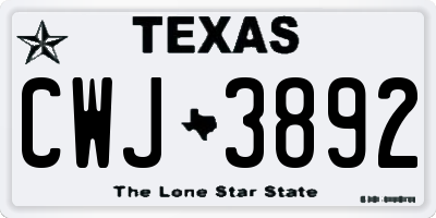 TX license plate CWJ3892