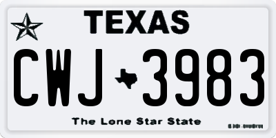 TX license plate CWJ3983