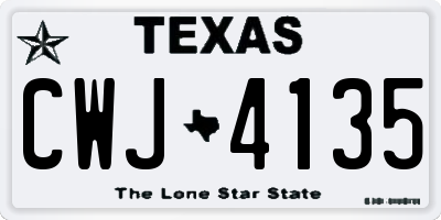TX license plate CWJ4135