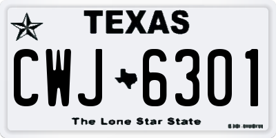 TX license plate CWJ6301