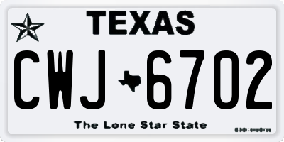 TX license plate CWJ6702