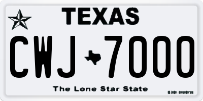 TX license plate CWJ7000