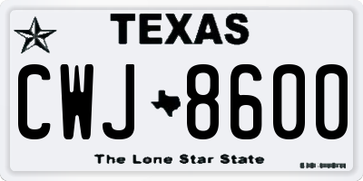 TX license plate CWJ8600