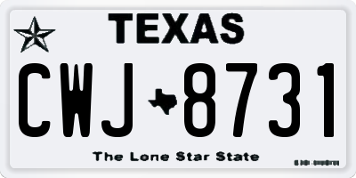 TX license plate CWJ8731