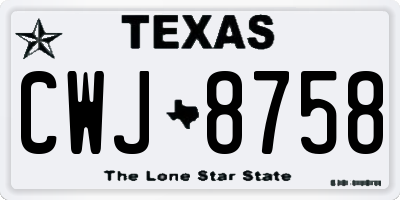 TX license plate CWJ8758