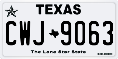 TX license plate CWJ9063