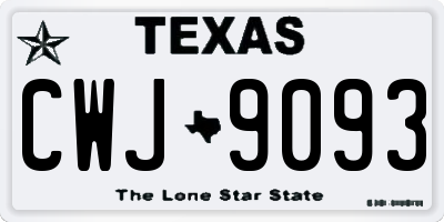 TX license plate CWJ9093