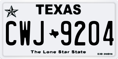 TX license plate CWJ9204