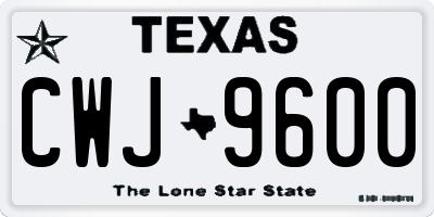 TX license plate CWJ9600