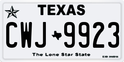 TX license plate CWJ9923
