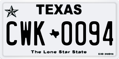 TX license plate CWK0094