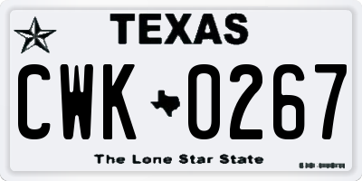 TX license plate CWK0267
