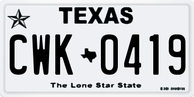 TX license plate CWK0419