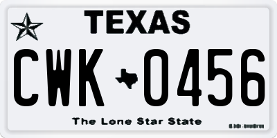 TX license plate CWK0456
