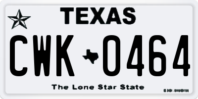TX license plate CWK0464