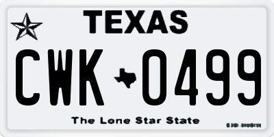 TX license plate CWK0499