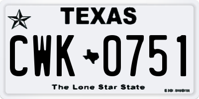 TX license plate CWK0751