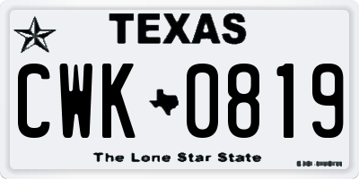 TX license plate CWK0819