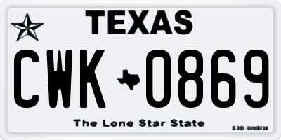 TX license plate CWK0869