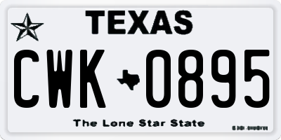 TX license plate CWK0895
