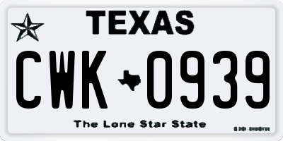 TX license plate CWK0939