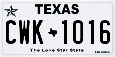 TX license plate CWK1016