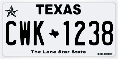 TX license plate CWK1238