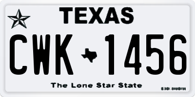 TX license plate CWK1456