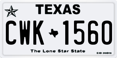 TX license plate CWK1560
