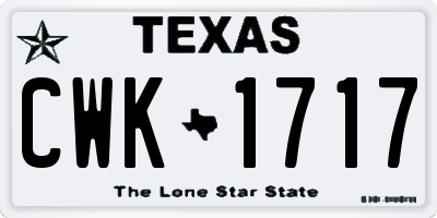 TX license plate CWK1717