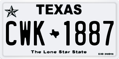 TX license plate CWK1887