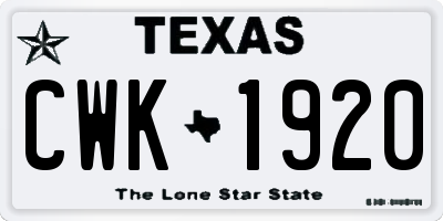 TX license plate CWK1920