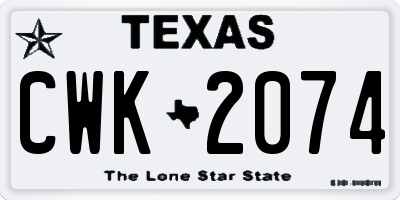 TX license plate CWK2074