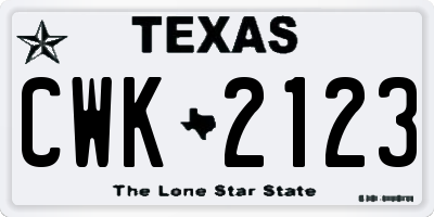 TX license plate CWK2123